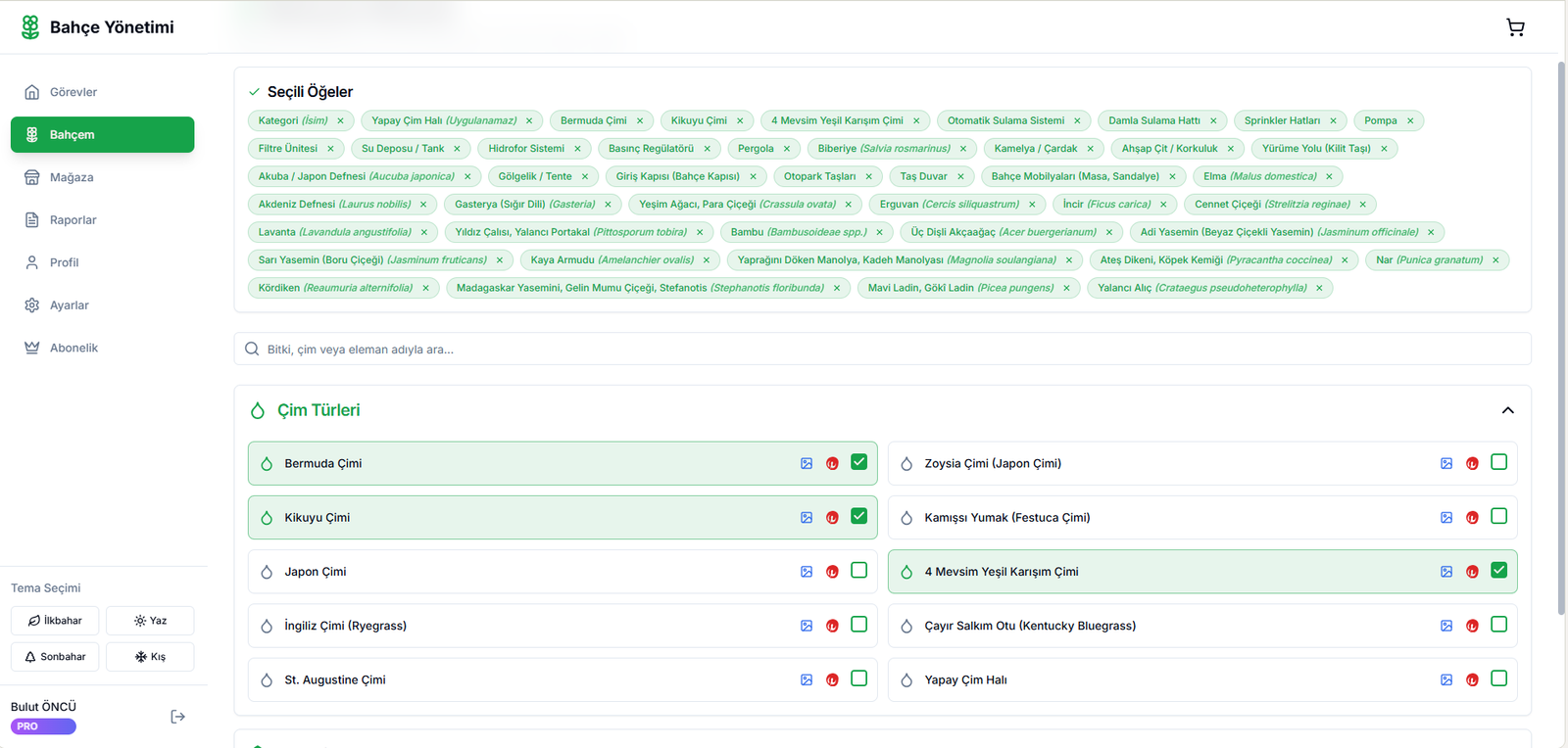 Bahçem: Bitki ve Sistem Envanteri - bahcebakim.tr uygulama adımı