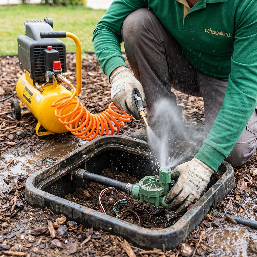 Sulama Sisteminde Kış Tahliyesi (Winterization) - bahcebakim.tr uygulama adımı